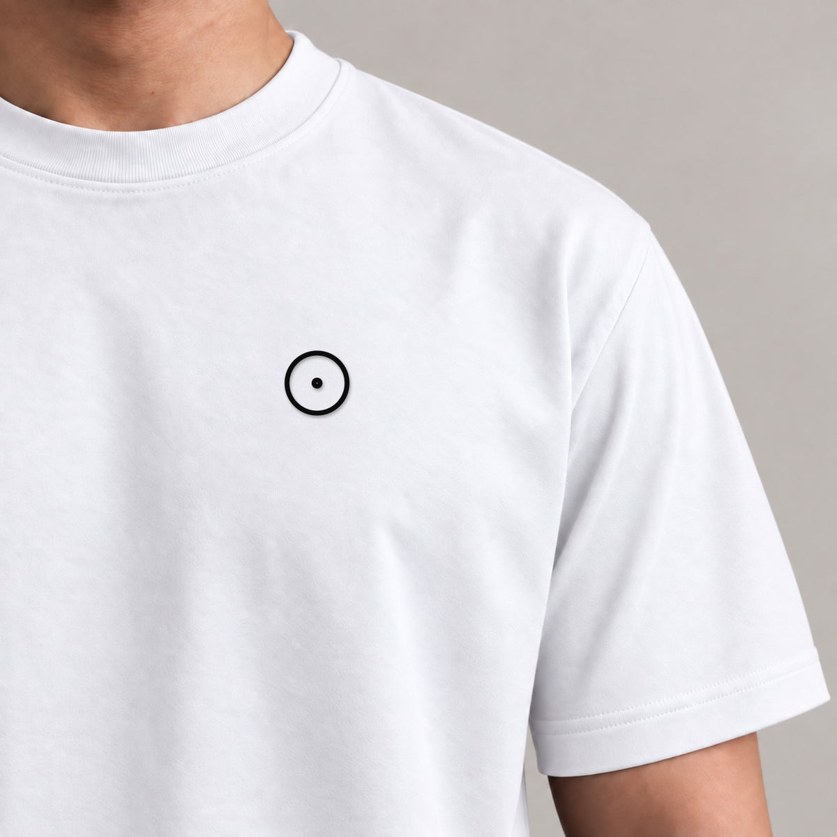Basketball Ball Tee in White with ball chest embroidery