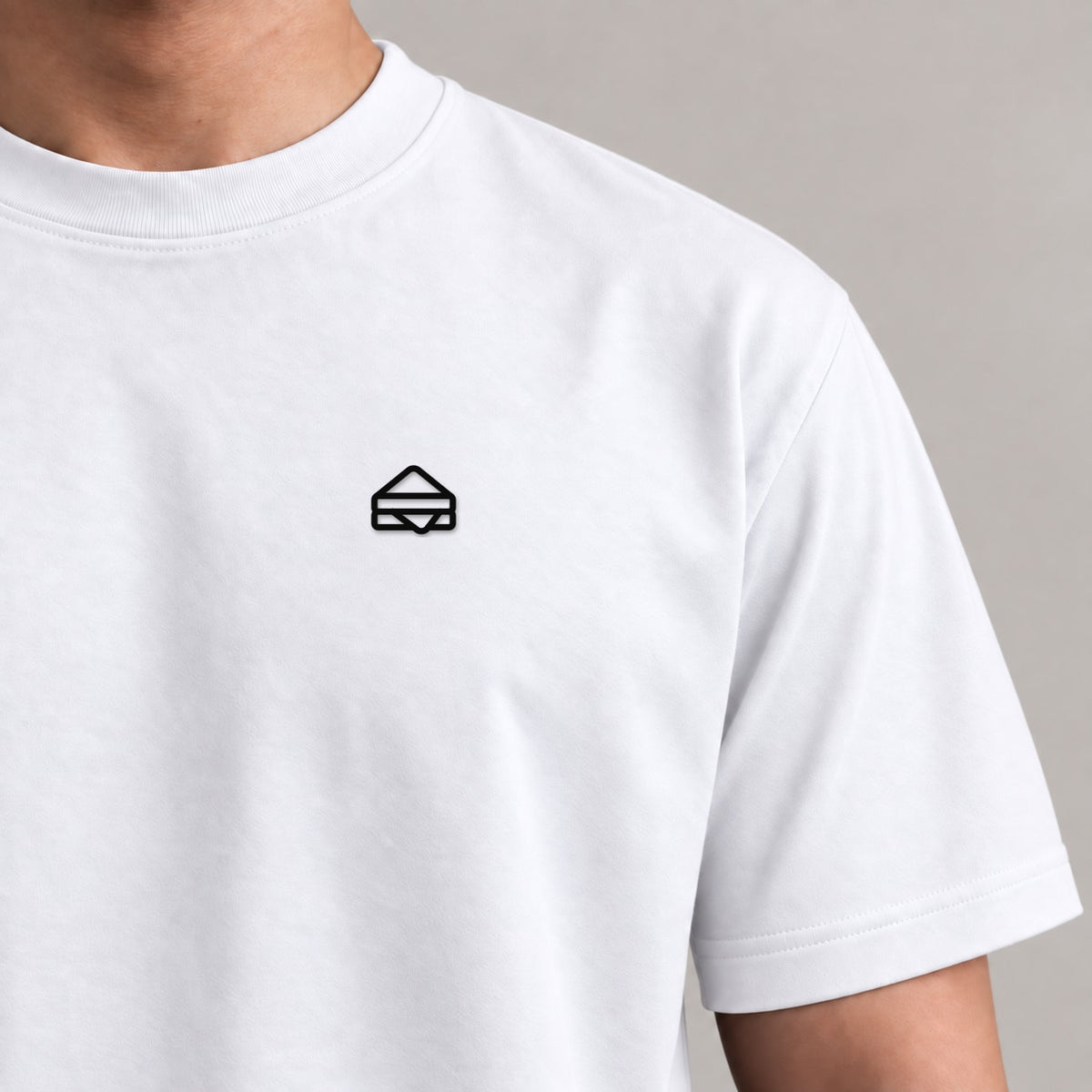 Faith Bread Tee in White with bread chest embroidery