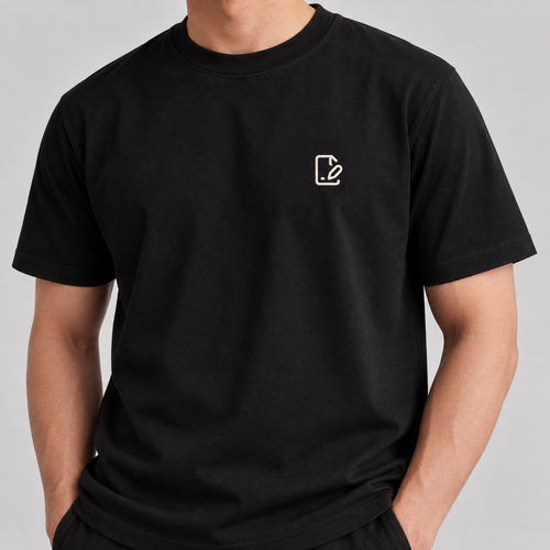 Architect Blueprint Tee in black with white embroidered blueprint icon