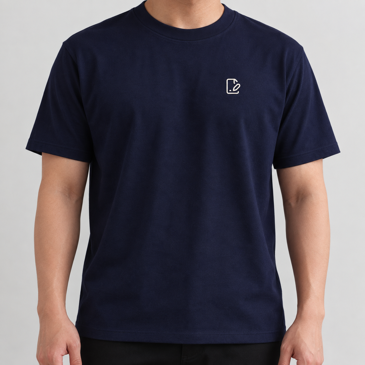 Architect Blueprint Tee in navy with white embroidered blueprint icon