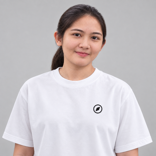 Architect Compass Tee in white with clean filled dark embroidery