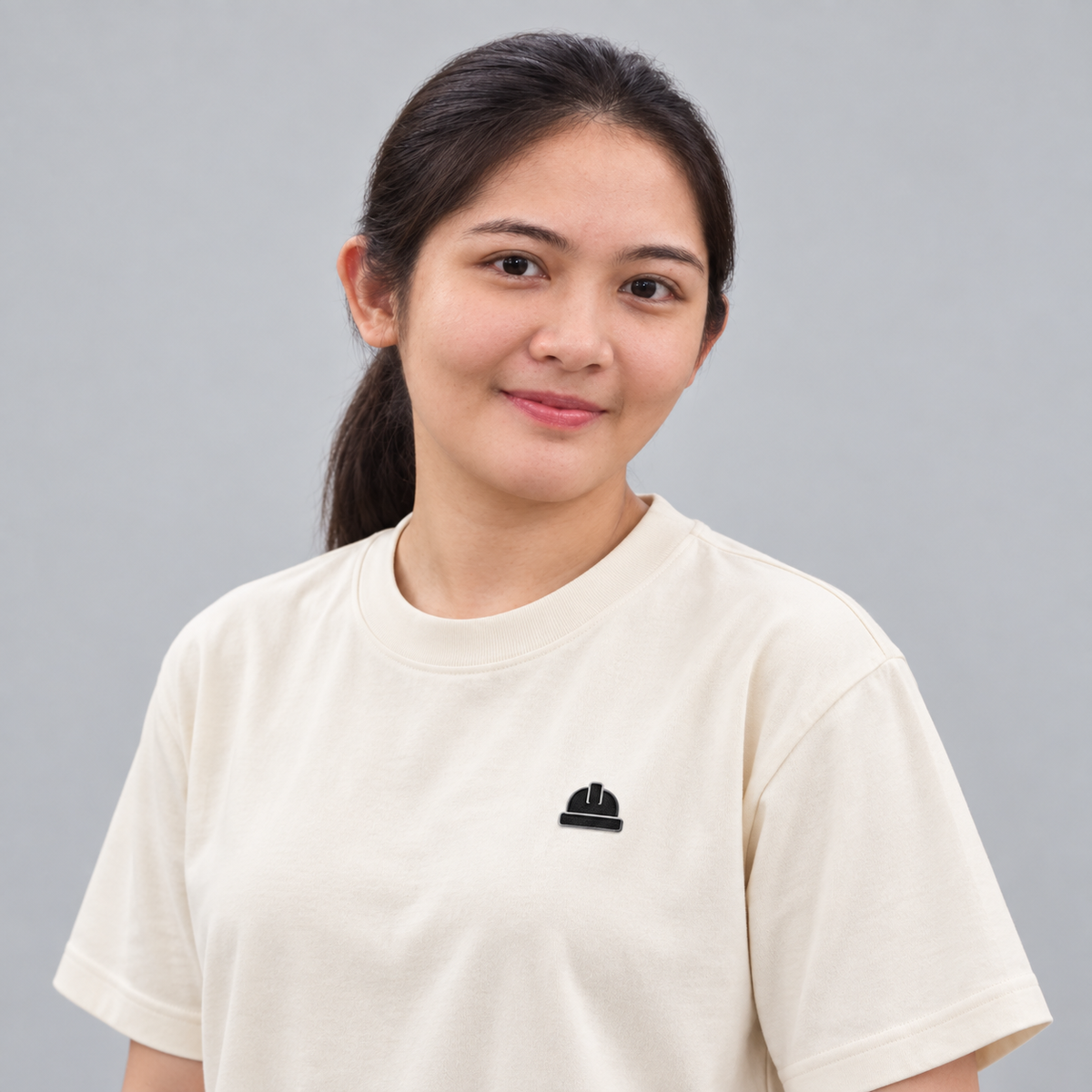Architect Hard Hat Tee in cream with clean filled dark embroidery