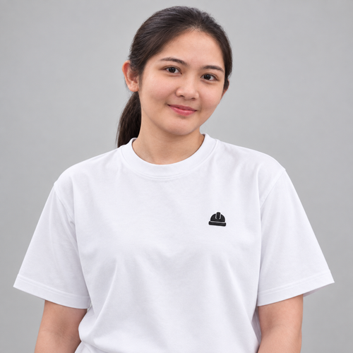 Architect Hard Hat Tee in white with clean filled dark embroidery
