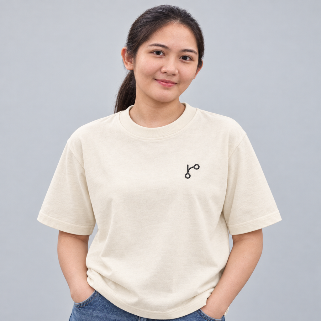 Car Guy Gear Shift Tee in Cream with embroidered gear shift icon