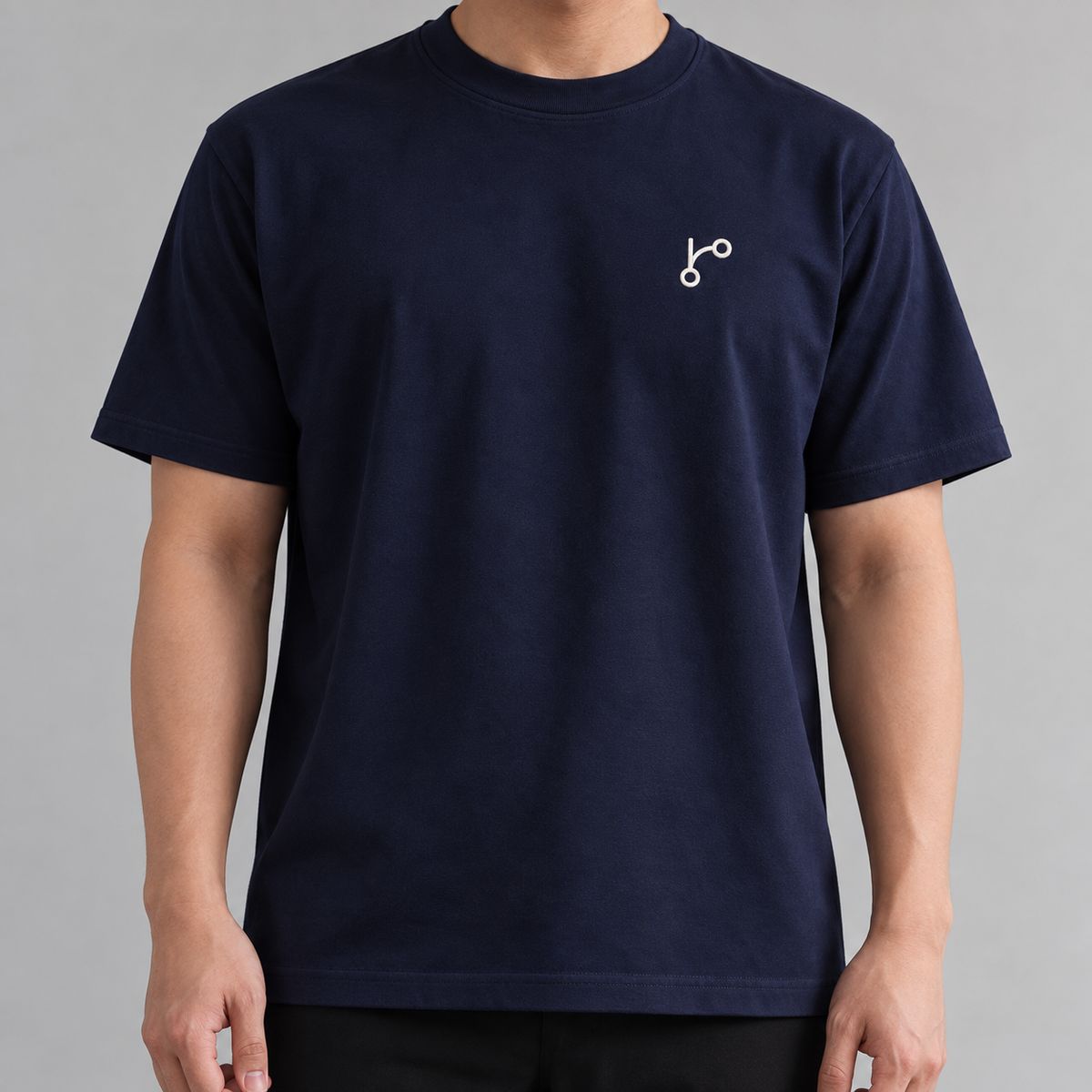Car Guy Gear Shift Tee in Navy with embroidered gear shift icon