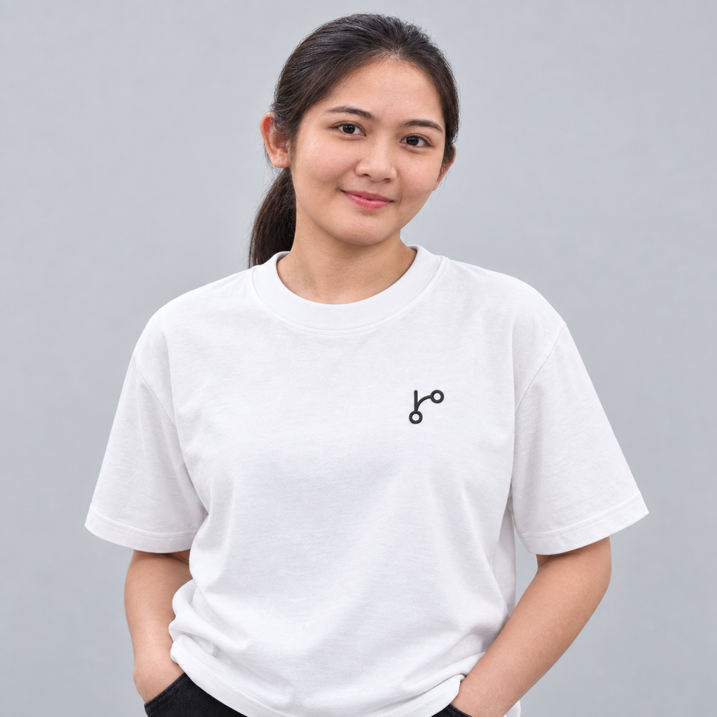 Car Guy Gear Shift Tee in White with embroidered gear shift icon