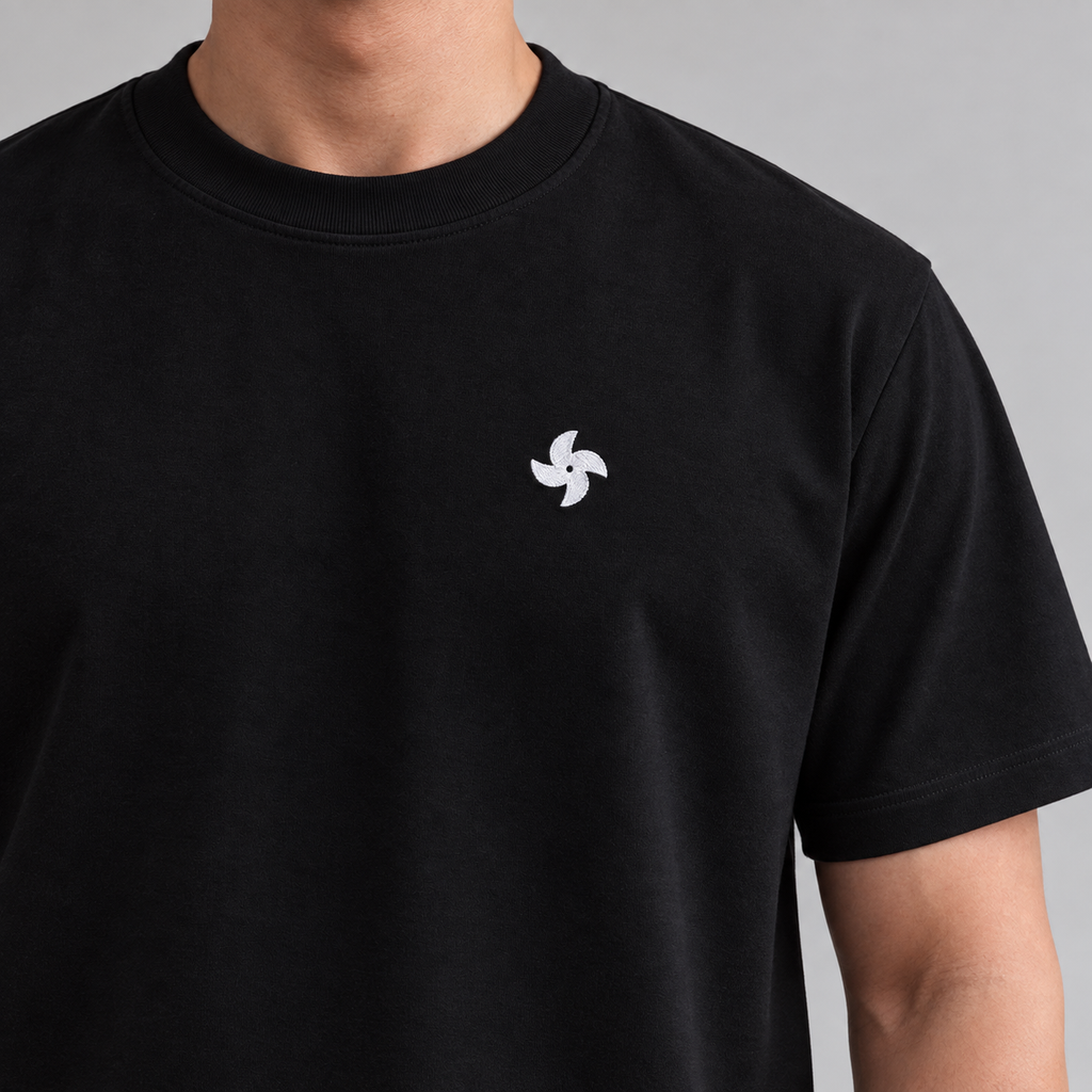 Car Guy Turbo Tee in Black with embroidered turbo icon