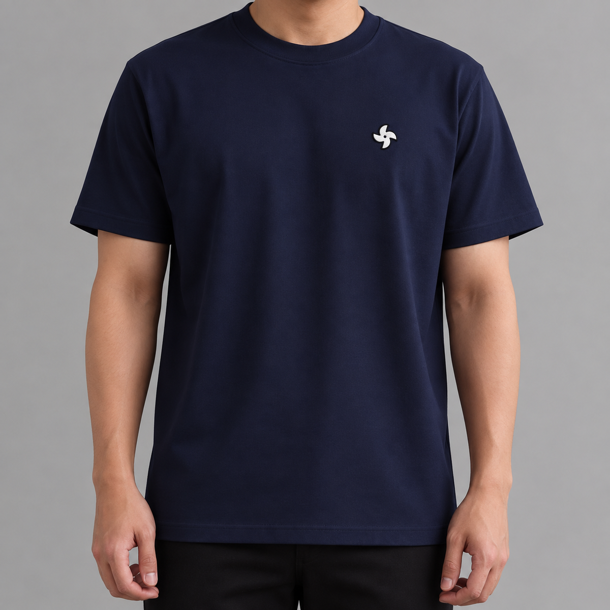 Car Guy Turbo Tee in Navy with embroidered turbo icon