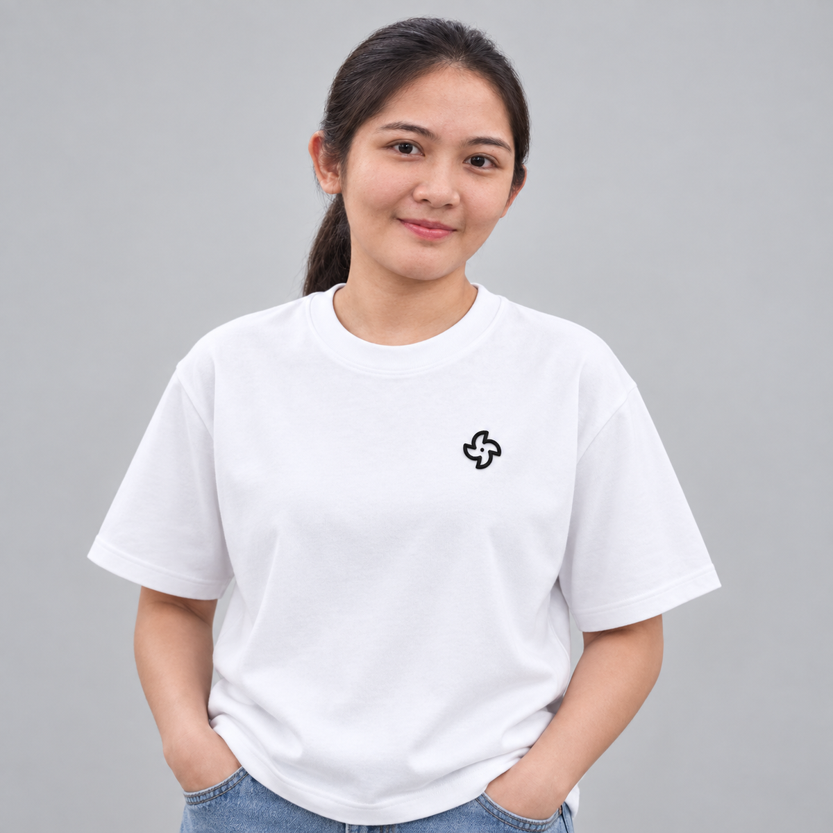 Car Guy Turbo Tee in White with embroidered turbo icon