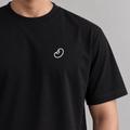 Coffee Bean Tee in black with white embroidered coffee bean