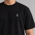 Coffee Espresso Tee in black with white embroidered drink cup