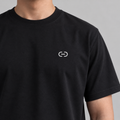 Cyclist Chain Tee in black with white embroidered chain