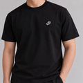 Dad Tiny Hand Tee in black with white embroidered hand and heart