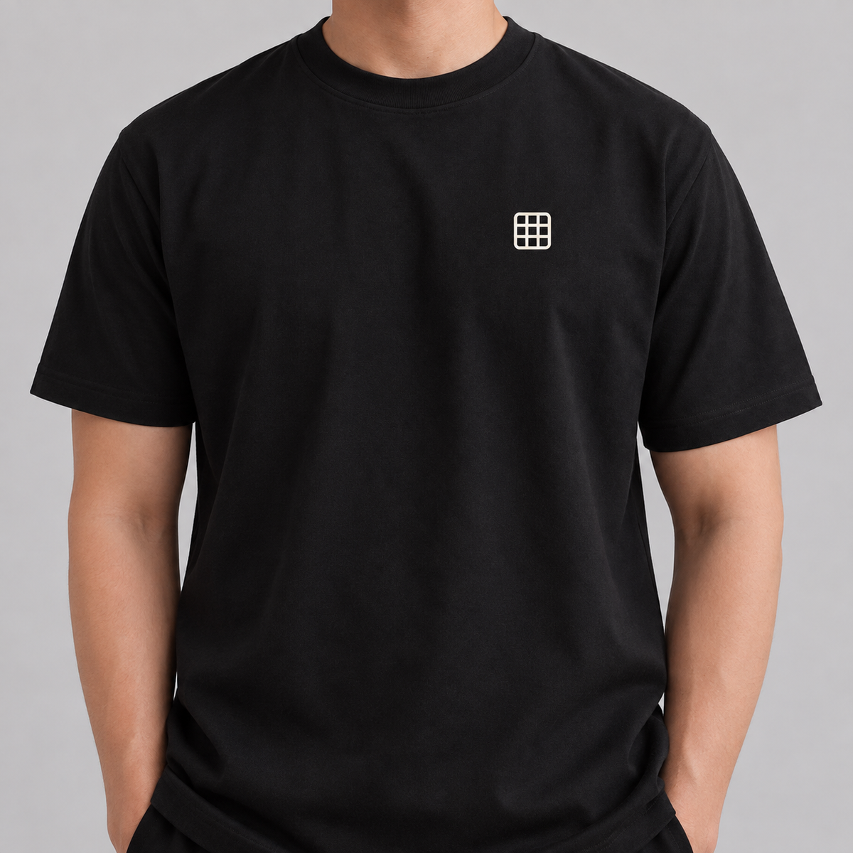 Designer Grid Tee in black