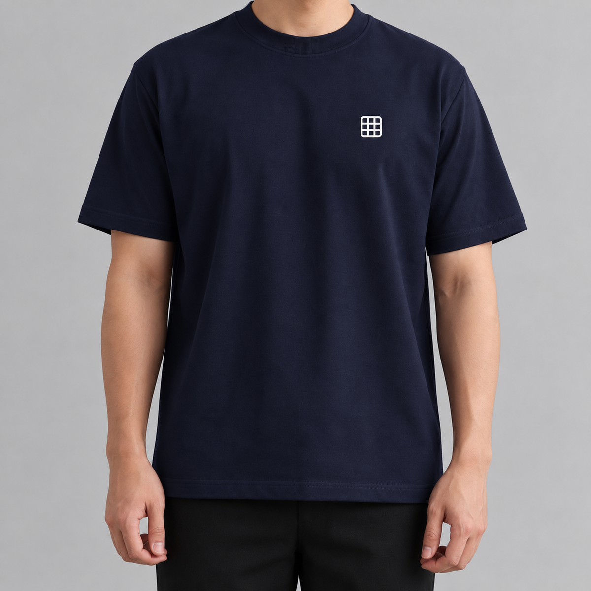 Designer Grid Tee in navy