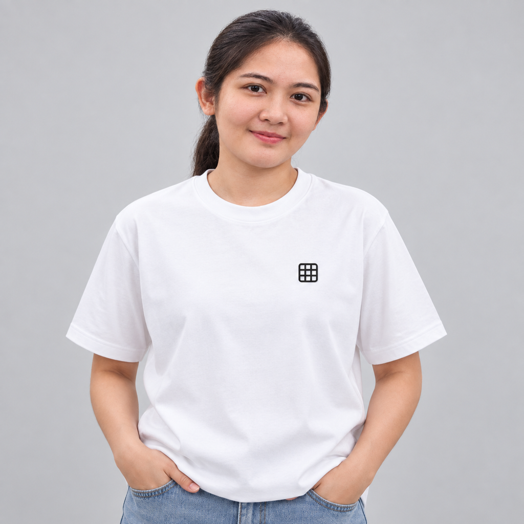 Designer Grid Tee in white