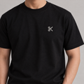 Barber Scissors Tee in black with white scissors embroidery