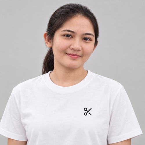 Barber Scissors Tee in white with charcoal scissors embroidery
